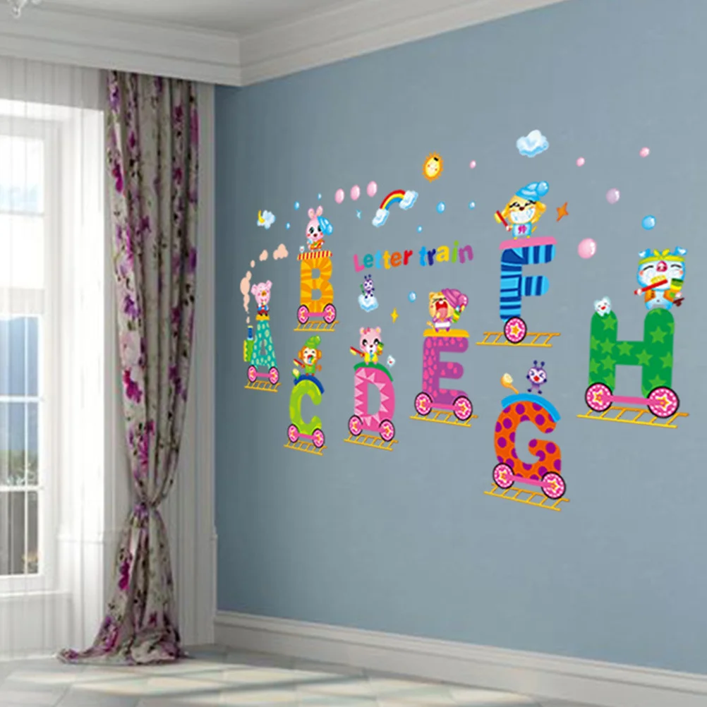 

2Sets Wall Sticker PVC Alphabet Decals for Kids Room Bedroom Living Room Decor Easy to Apply Remove Smooth Surface Educational