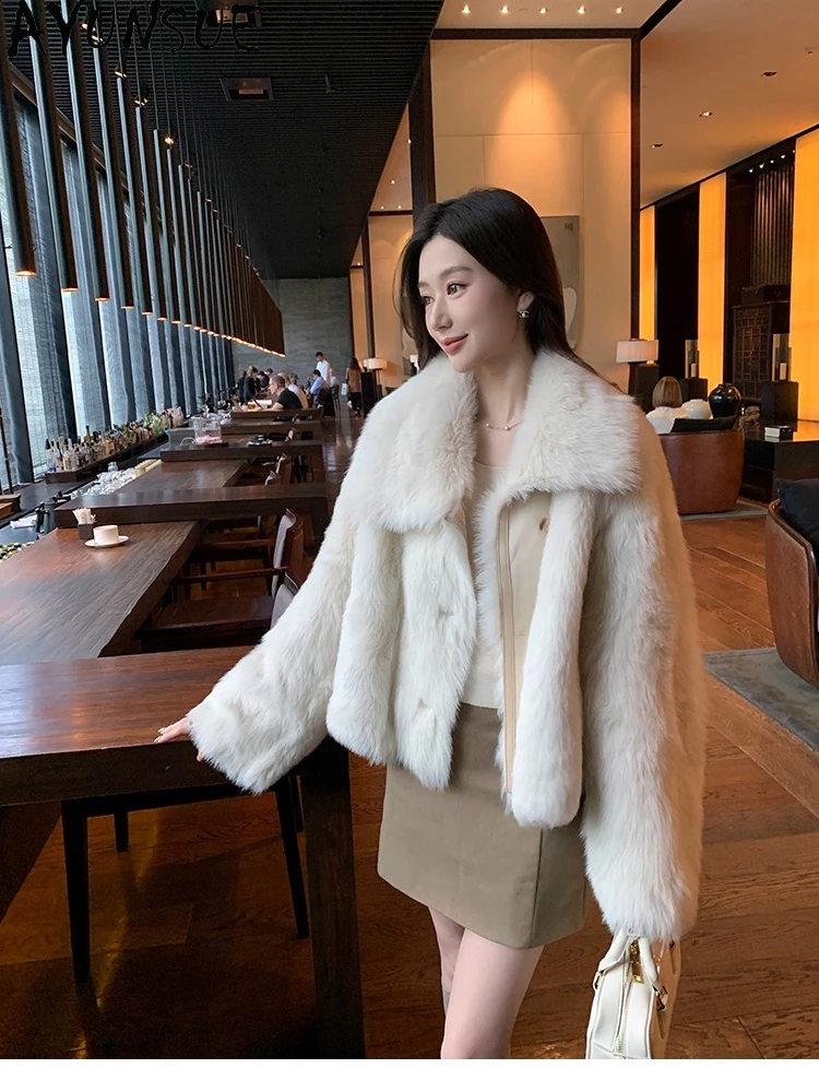 AYUNSUE 2025ฤดูหนาวใหม่Shearlingแจ็คเก็ตผู้หญิงขนสัตว์ธรรมชาติแจ็คเก็ตเสื้อผ้าผู้หญิงVINTAGEแฟชั่นเสื้อขนสัตว์Abrigo Mujer