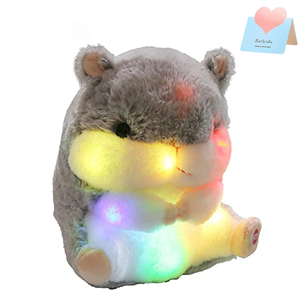 ของเล่นตุ๊กตาแฮมสเตอร์20ซม. พร้อมไฟ LED, หมอนโยนเรืองแสงตุ๊กตาของขวัญตุ๊กตาสัตว์แฮมสเตอร์สำหรับเด็กนุ่ม