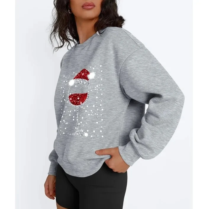 

Модные топы с длинными рукавами, уличная одежда, осенне-рождественские толстовки с принтом, повседневные толстовки большого размера, женские пуловеры в стиле Харадзюку