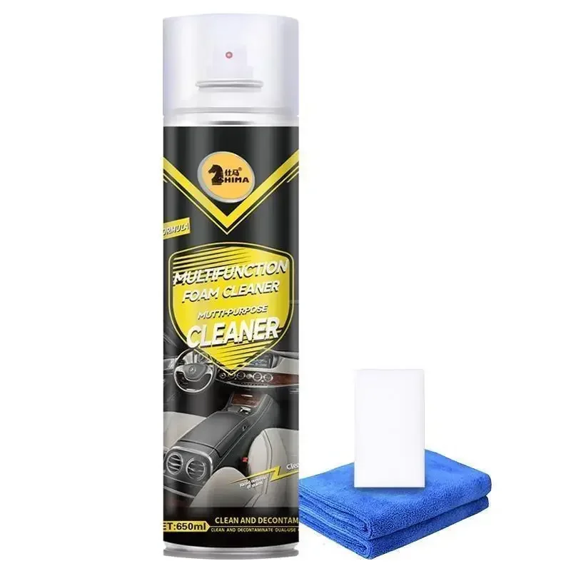 2024 Latest Upgrade (650ml) Multi-Purpose Car Foaming Cleaner with Sponge and Cloth, Miracle Foaming Cleaner, Powerful Stain