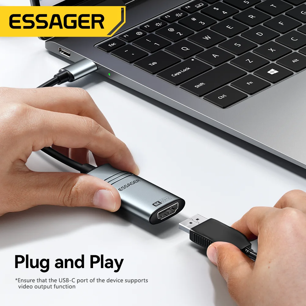 Essager HDMI to USB-C Adapter 8K@60Hz for iPhone /MacBook/Samsung S24 & 4K 144Hz TV Converter