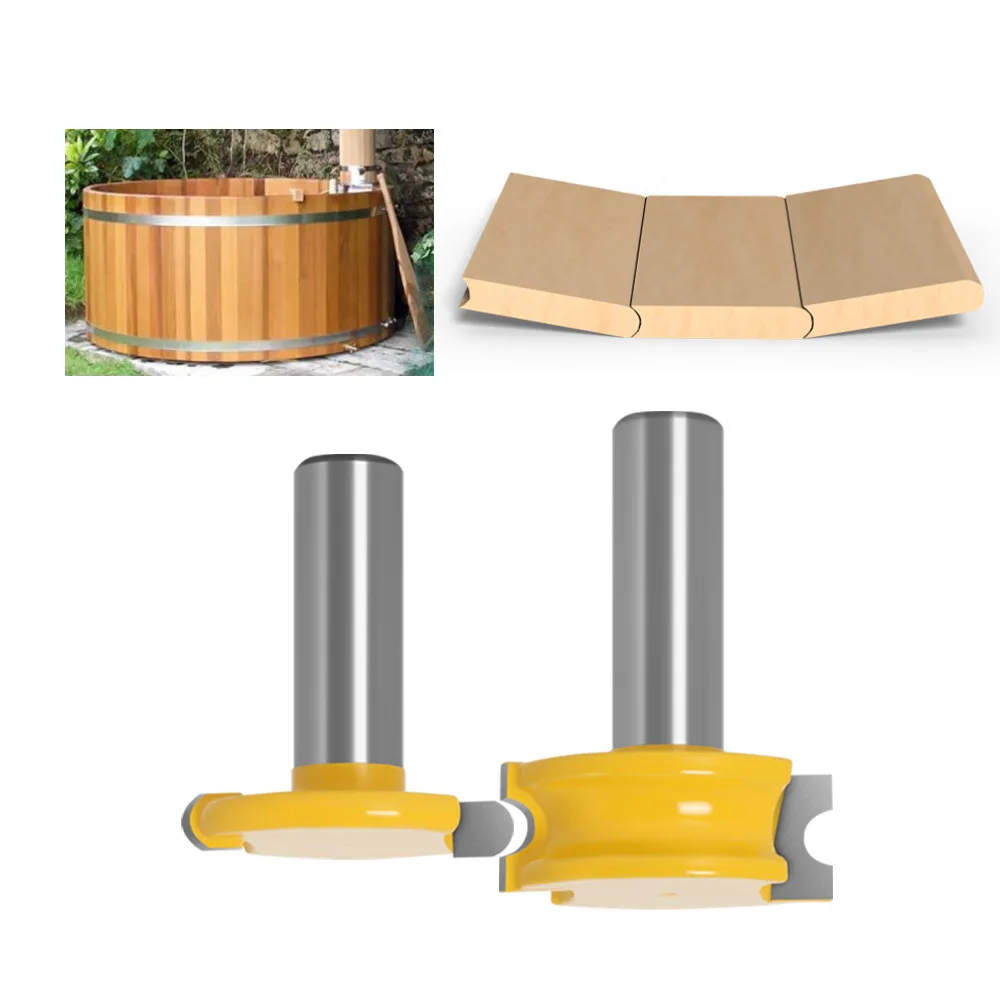 

2-Piece Router Bit Set 1/4 Shank, Round T-Slot Cutter for Floorboard Panel Wood Joinery Woodworking Tool