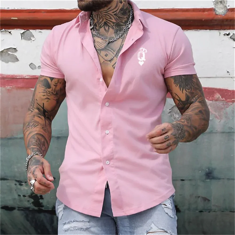 Camiseta de manga corta para hombre, camisa con estampado de póker K, informal, holgada, 2023