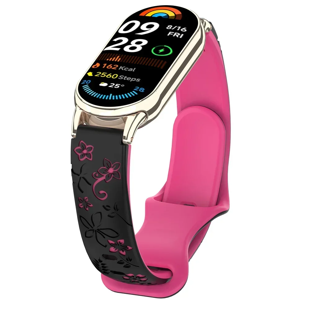 حزام منقوش لـ Mi Band 8 Xiaomi حزام سيليكون لـ Xiaomi Band 8 حزام أصلي لـ Mi Band 9 سوار بديل Mi 8