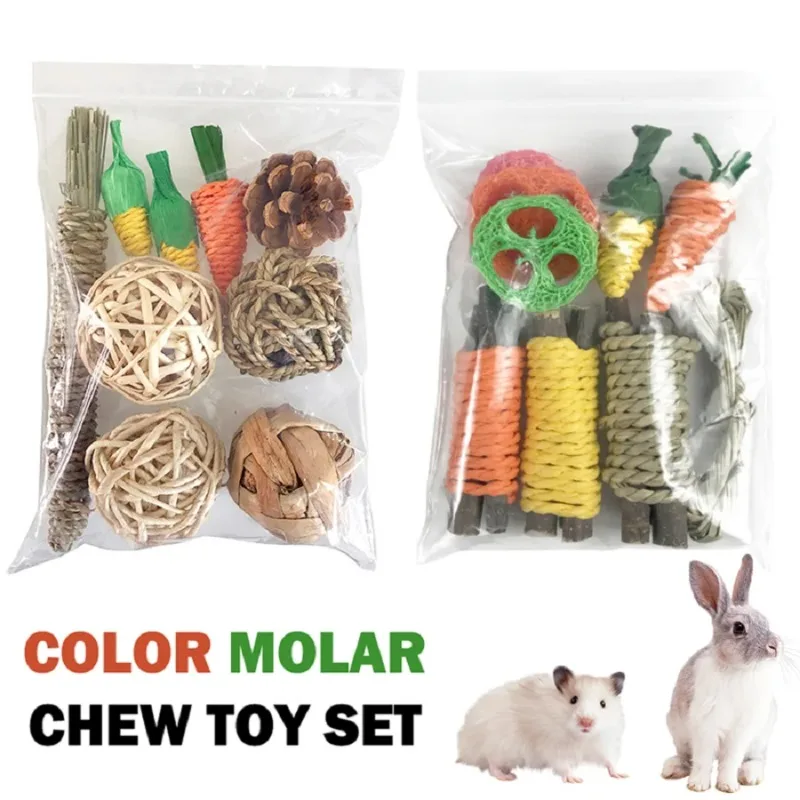 

8PCS Pet Rabbit Guinea Pig Dragon Cat Fun Toy Hamster Rabbit Rabbit Tooth Grinding Set Pet Tooth Grinding Snacks