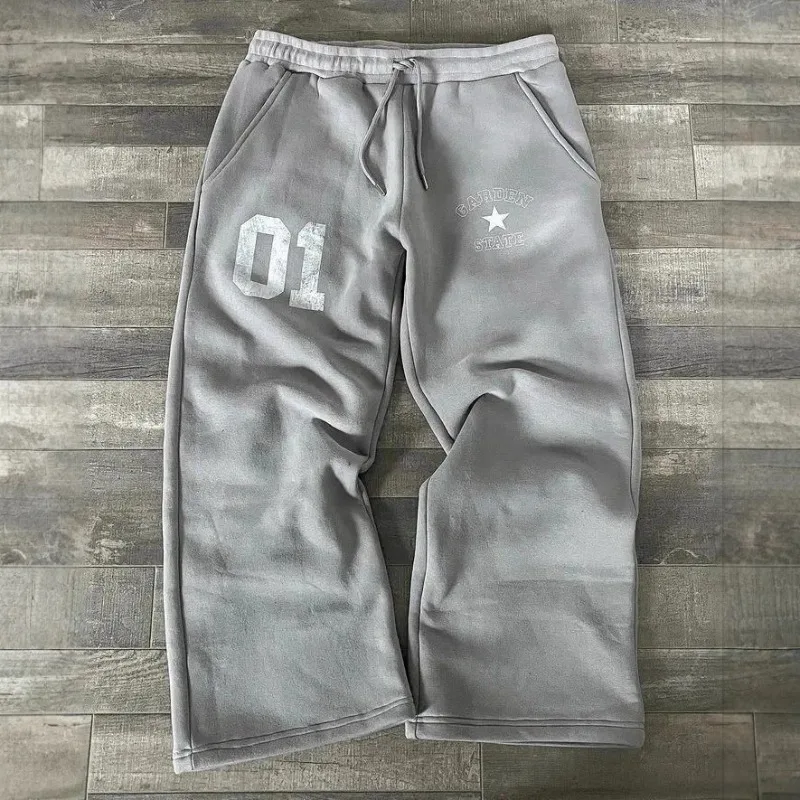 

American Fashion Letter Printed Pants with Elastic Waistband and Loose Fit Women's New Casual Sweatpants Female Clothing