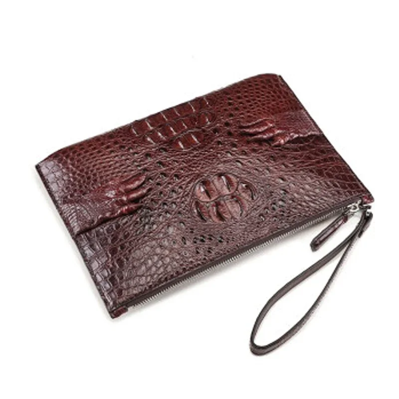 

VVBrown crocodile men clutch bag male business Hand caught large capacity long men wallet multi-function