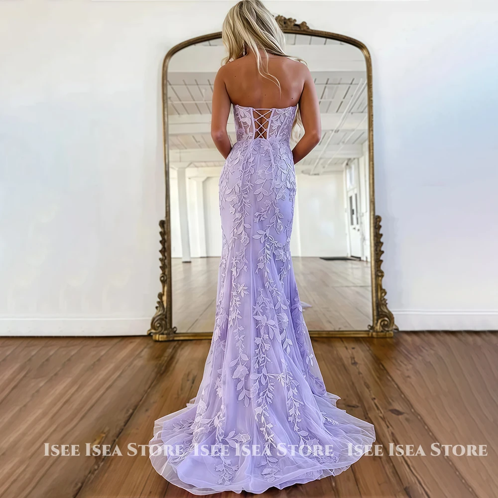Exquisitos vestidos de noche lilas, vestidos de baile de sirena de encaje, vestidos de gala brillantes, románticos, ocasiones formales, vestido de graduación personalizado