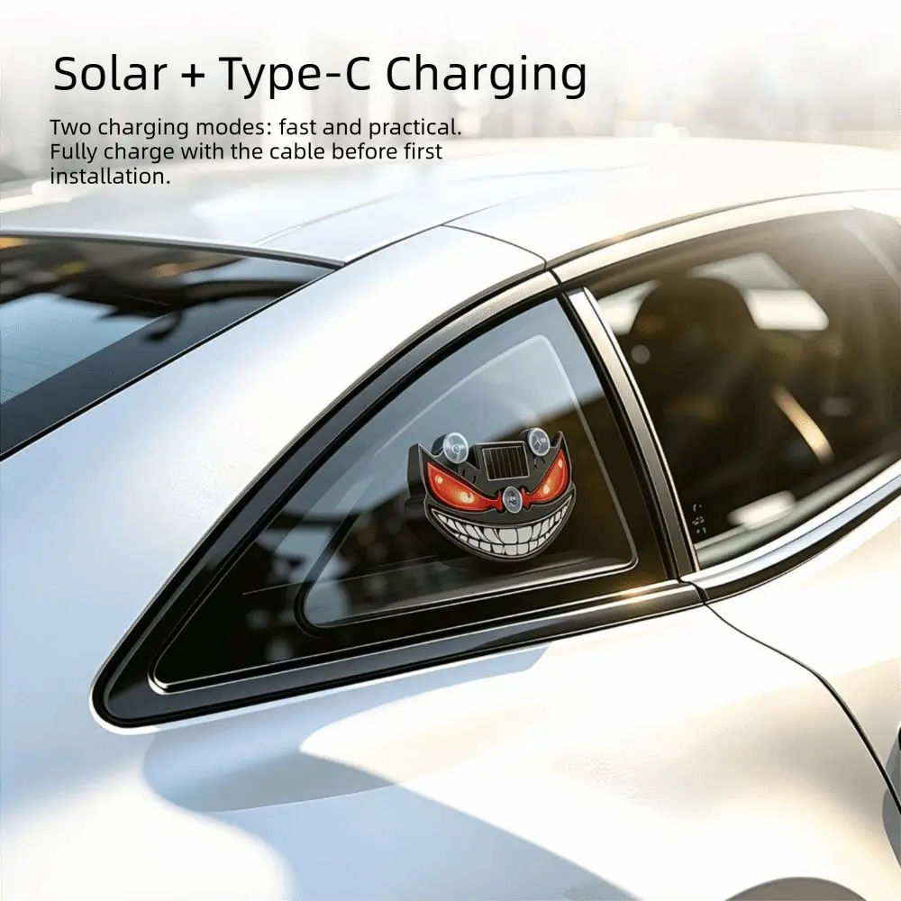 Blinking Moving Eyes Solar Demon Eye Light Suction Cup Installation Suction Cup Mount Anti-Rear-End Light Warning Flashing