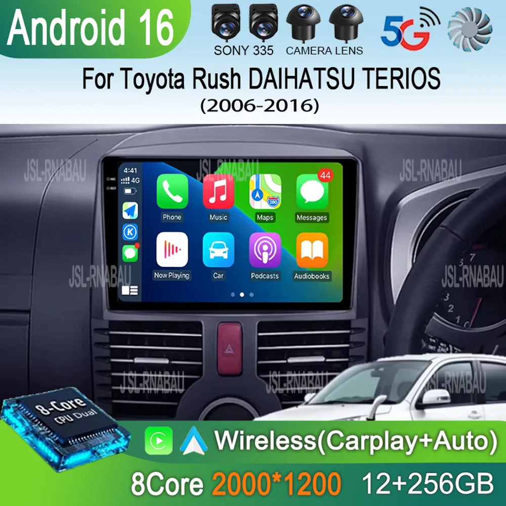Rádio Automotivo Android 16 Para Toyota Rush DAIHATSU TERIOS Multimídia GPS Automotivo com Tela Sensível ao Toque e Navegação, Rádio Estéreo, Não é 2 DIN
