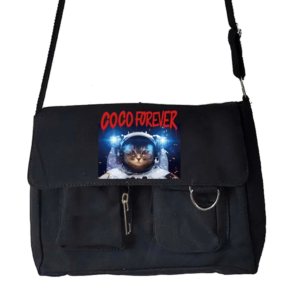 Vrouwen Canvas Messenger Bag Casual Satchel Meisjes Handtas Schouder Grote Capaciteit Tote Bag Vrouwelijke Astronaut Patroon Boodschappentas