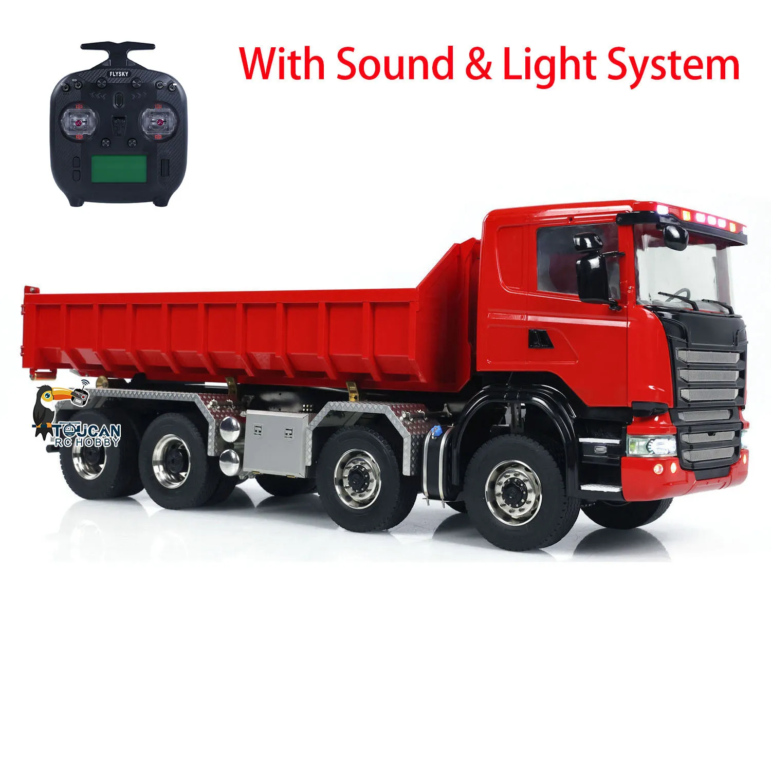 1/14 Hydraulic Full RC Dump Truck 8x8 Roll on off Dumper Tipper 3-speed Transmission Differential Lock Axles Light Sound Trucks