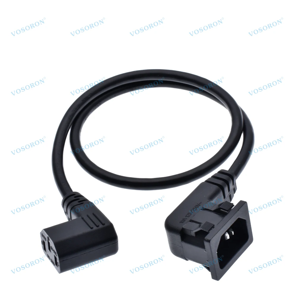 IEC320 C14 to C13 Extension cord,C14 Snap-in Left Angled and c13  Right Angled  Short,60cm lenght,18AWG