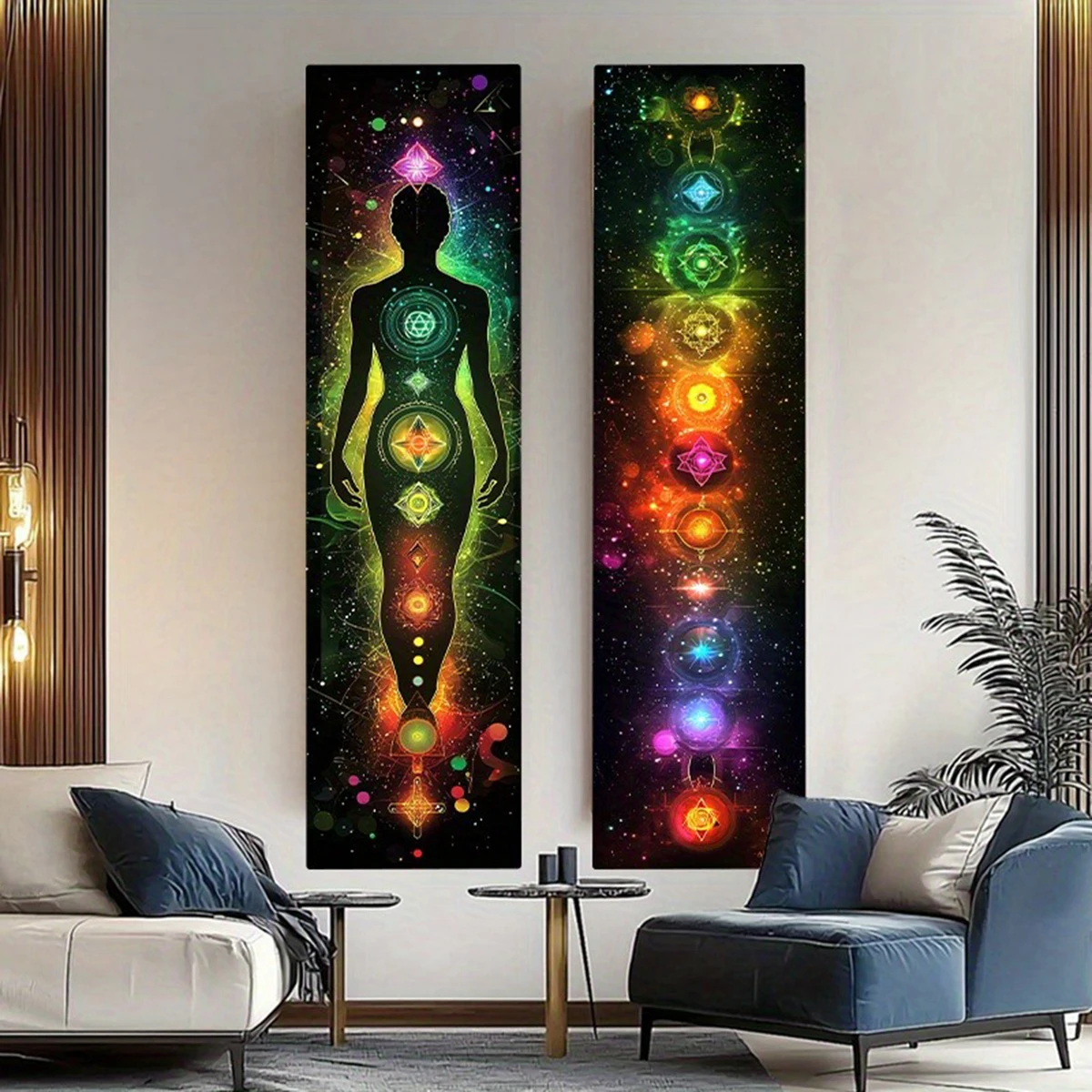 Human Energy Center and Balance Tapestry Wall Hanging Hippie Bohemian Chakra Wall Decoration Vibrant Yoga Meditation Home Decor