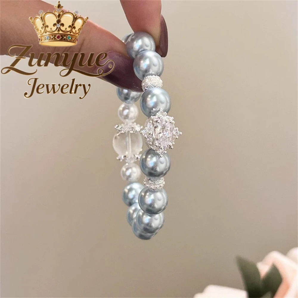 

Blue Pearl Bracelet For Women, A Light Luxury And High-End Natural Crystal Bracelet, A New Chinese-Style Beaded Jewelry Elegant