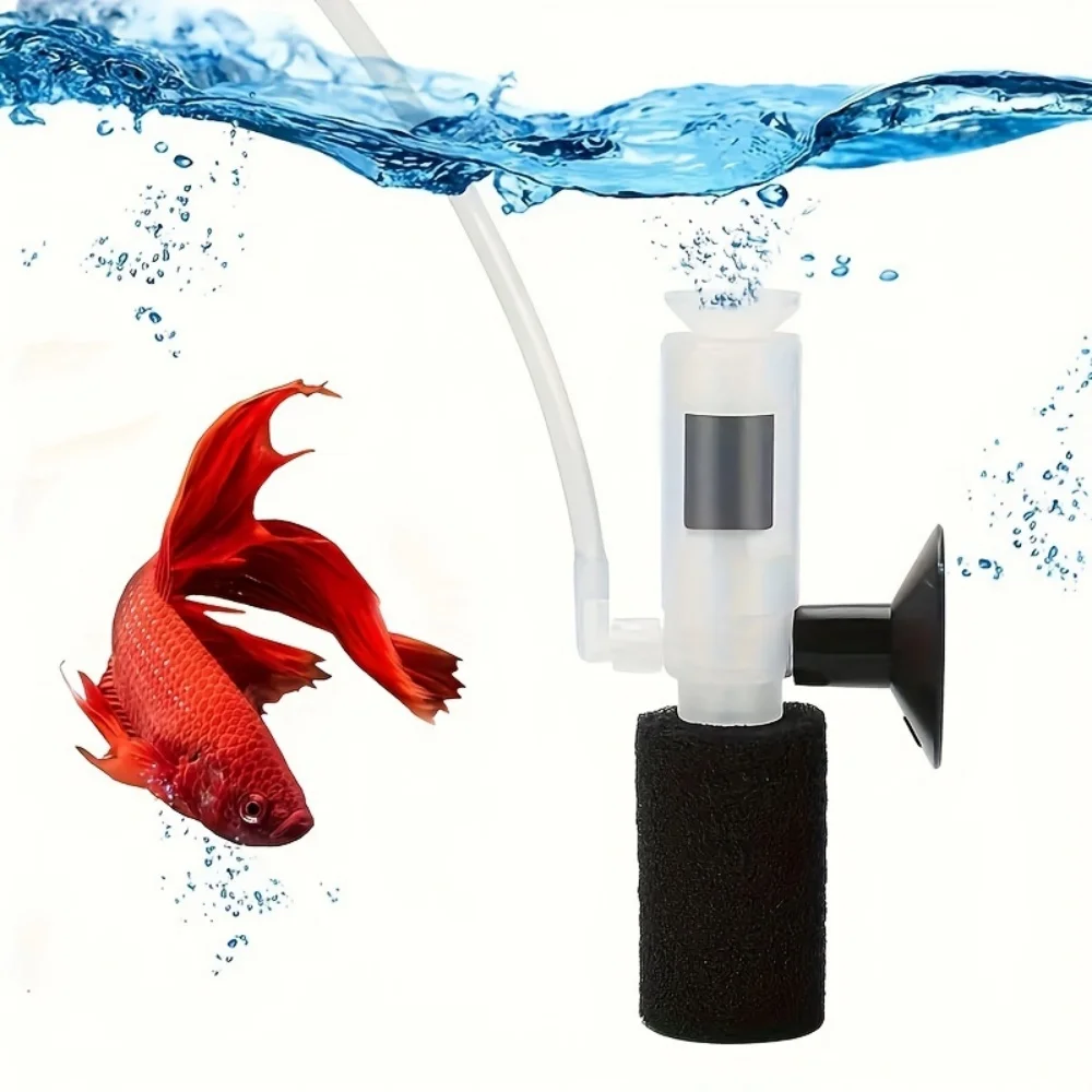 Mini-Aquarium-Filterflasche mit Sauerstoffpumpe, integriertem leisem Fischkot-Sauggerät und hochdichtem biochemischem Schwamm
