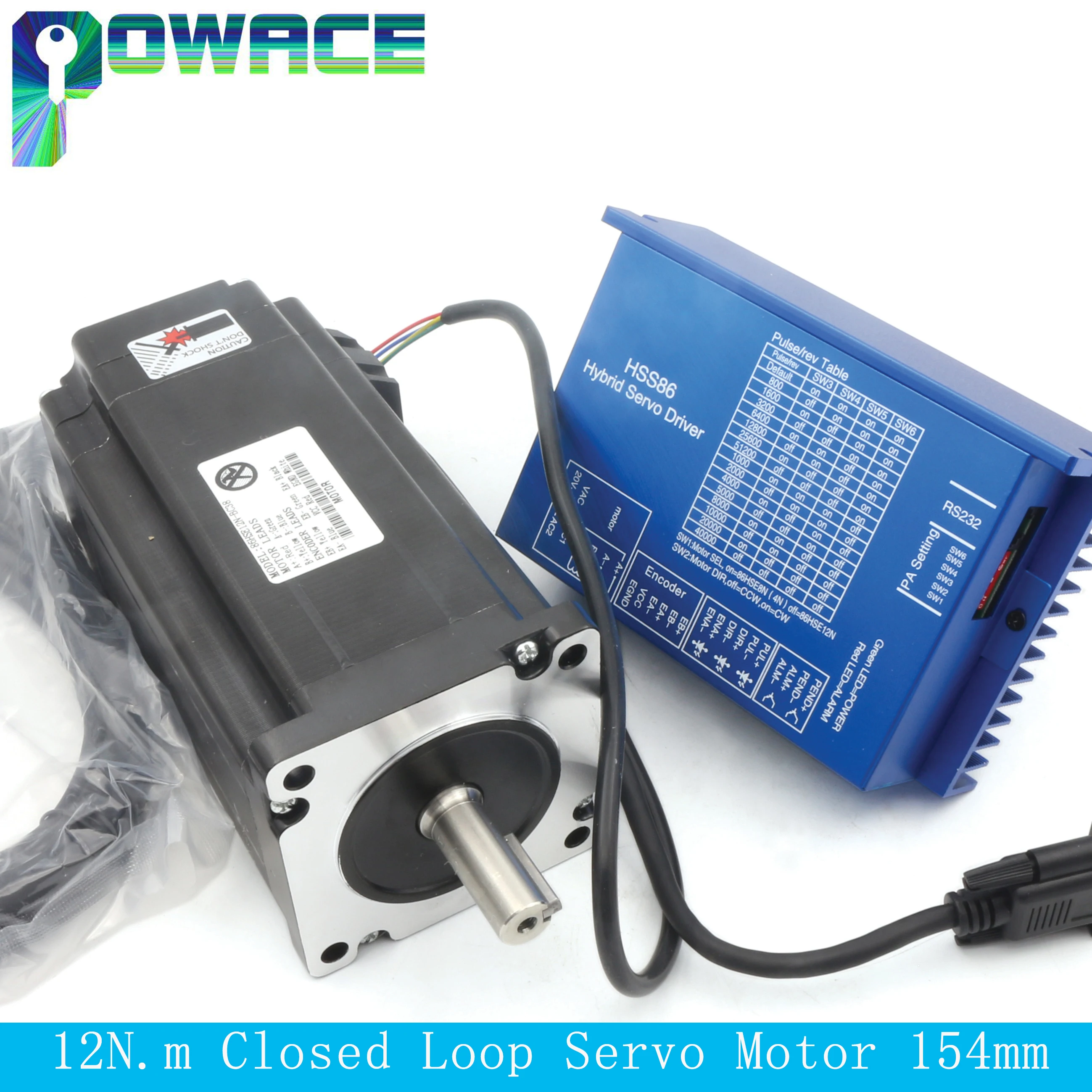 12N.m Nema34 Closed Loop Servo Motor 154mm + 2HSS86 Driver CNC Controller Kit For Router Milling