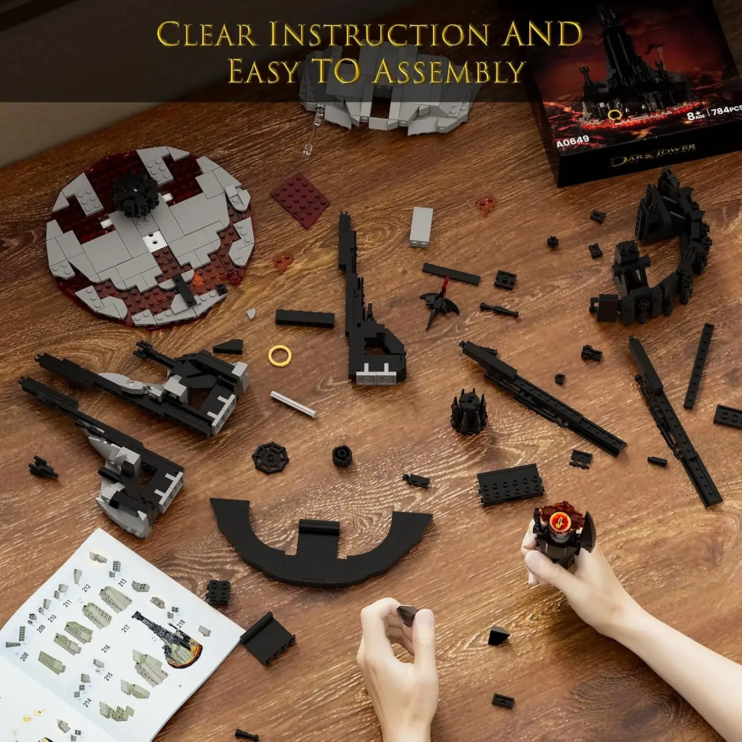 MOC Magic Lorded Dark Tower Mit LED-Licht Baustein Set Ringe Festung Burg Ziegel Idee Spielzeug Kinder Geburtstag Kind Geschenke