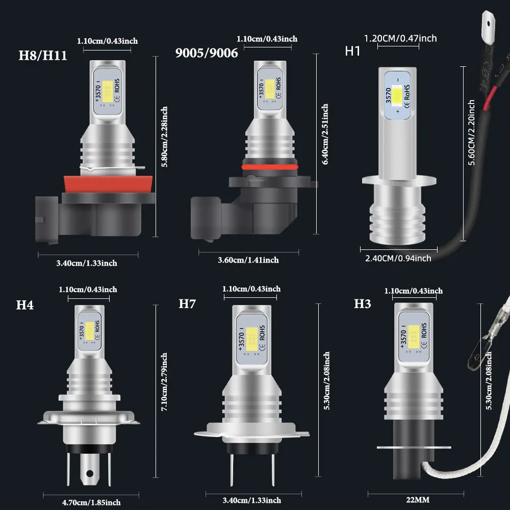 مصباح أمامي 2 ، H7 H8 H9 H11 ، مصابيح ليد HB3 HB4 CSP ، مصباح DRL ، أبيض