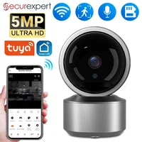 Cámara de seguridad con monitor para bebés WiFi de 5 MP, aplicación Tuya Smart Life, 355 °   Seguimiento automático PTZ, visión nocturna por infrarrojos, cámara IP interior con audio bidireccional