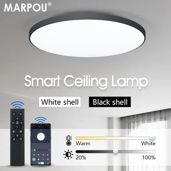 MARPOU 스마트 천장 램프, 침실 천장 조명, 원격 제어, 밝기 조절 가능, 실내 거실용 LED 조명