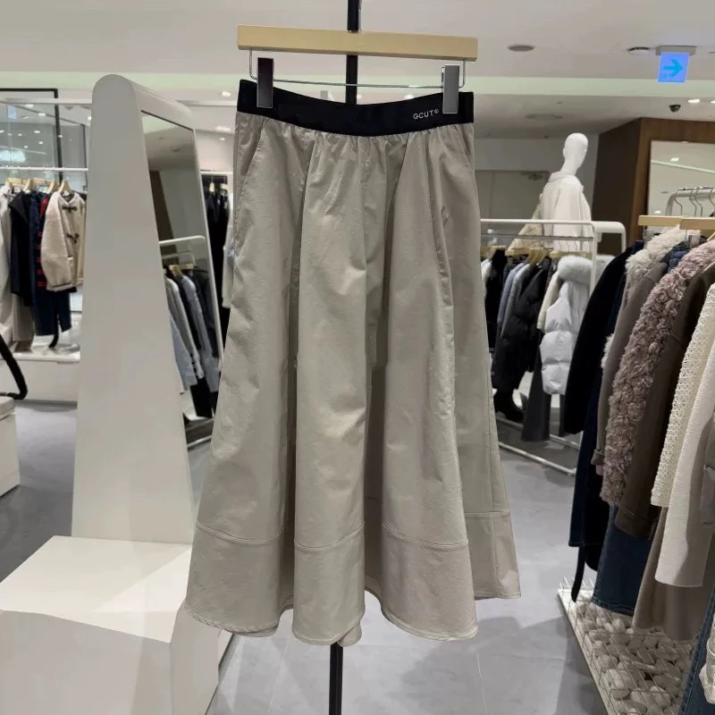 

Casual Versatile A-Line Midi Skirt High Waist Spring Summer Simple Design Universal Match mid High Waist f Body Skirt