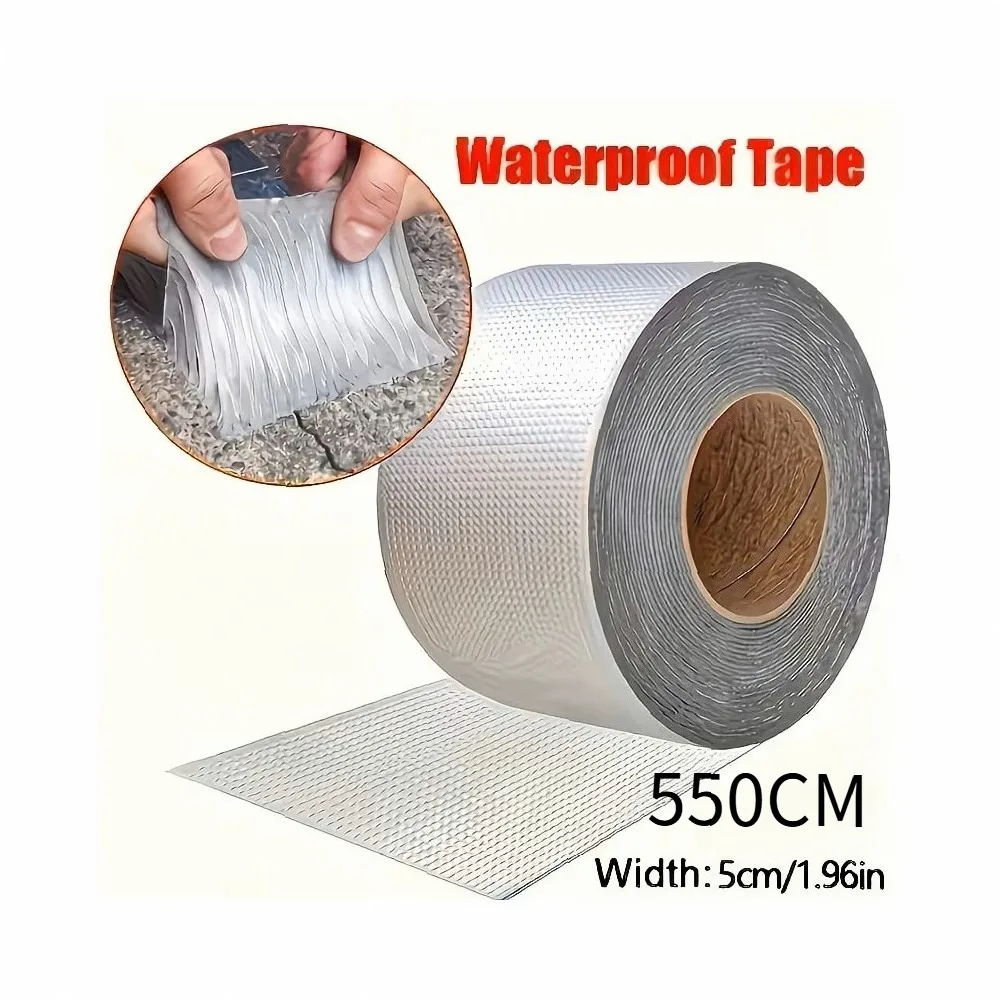 Heavy Duty Waterproof Aluminum Foil Tape 5.5m Roll, High Temp Resistant, Insulation, Leak Seal, Rust Proof, Instant