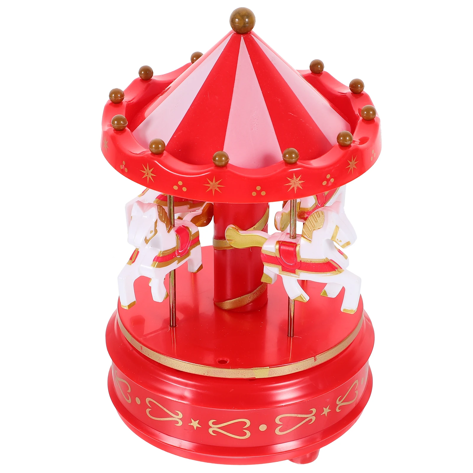 

Red Romantic Carousel Music Box Desktop Ornament Mini Decorative Gift For Girls Hand Shaking Design Box Decoration