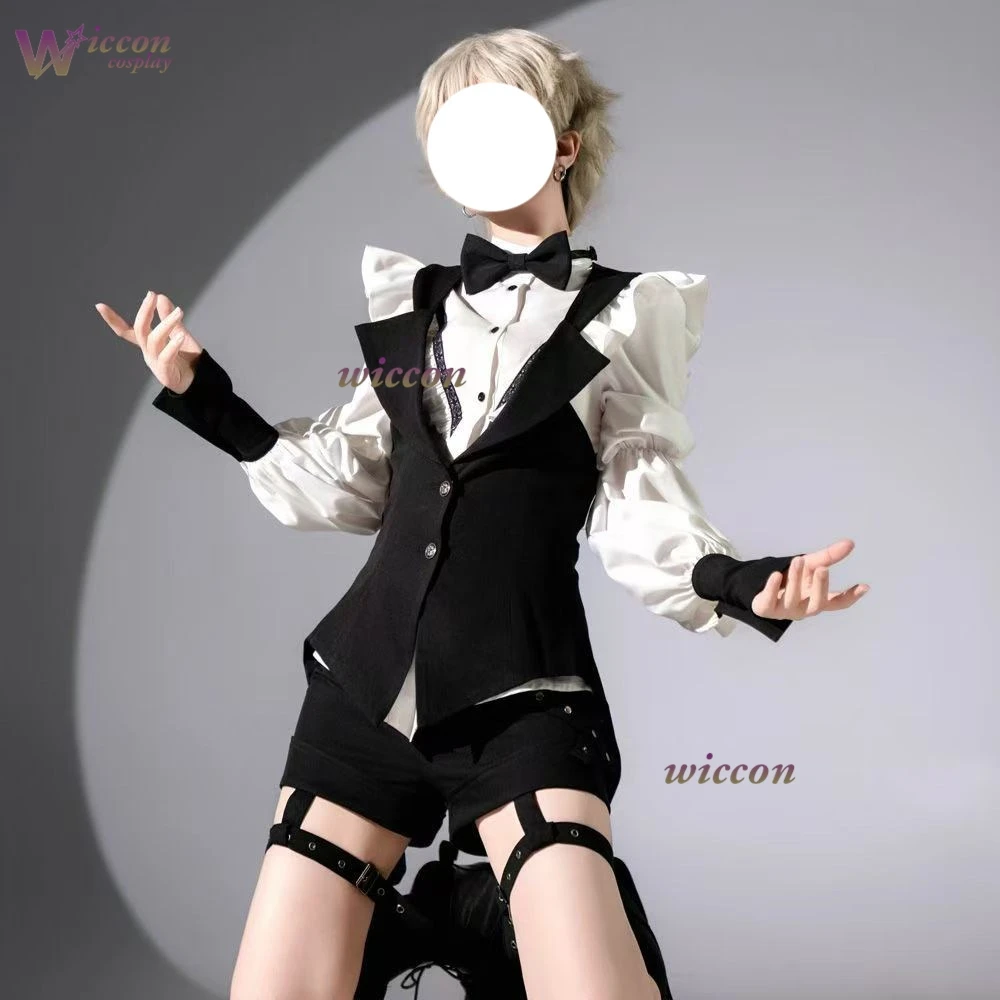 

Ani Cos Ouji Jirai Kei Lolita Ouji Style White Shirt, Black Vest Shorts Set Gothic Alt Femboy Prince Vintage High Waist Spring