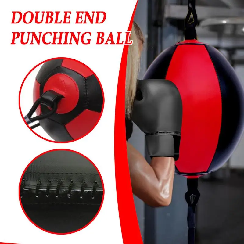 

Double End Bag Thickened Boxing Bag PU Leather Boxing Equipment With Needle Carabiners Reflex Ball Headband For Reaction And