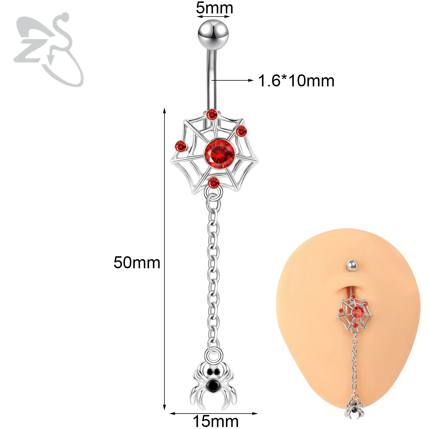 Black Stainless Steel Belly Button Ring, Gothic Skull