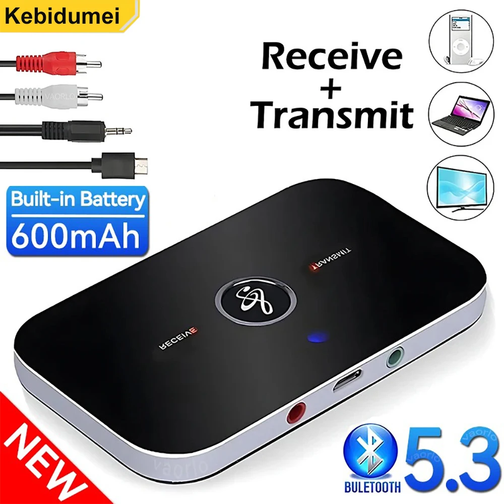 บลูทูธ 5.3 ตัวรับสัญญาณ RCA 3.5 มม.AUX แจ็ค USB Dongle เพลงอะแดปเตอร์ไร้สายสําหรับรถยนต์ PC TV หูฟังลําโพง