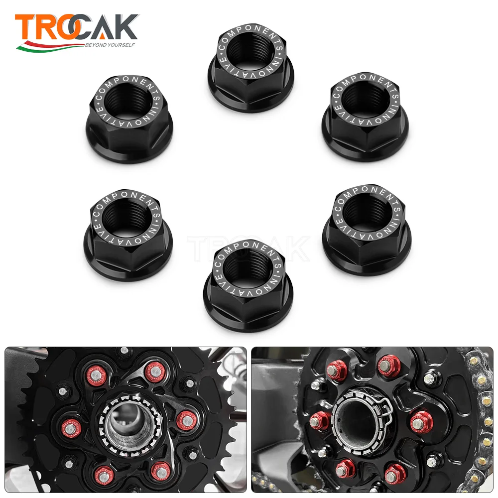 Motorcycle Rear Sprocket Wheel Nuts 6 Pcs M10*1.0 For Ducati Panigale 1199 1199S 1299 1299S V4 V4S V2 Monster 1200 1200S