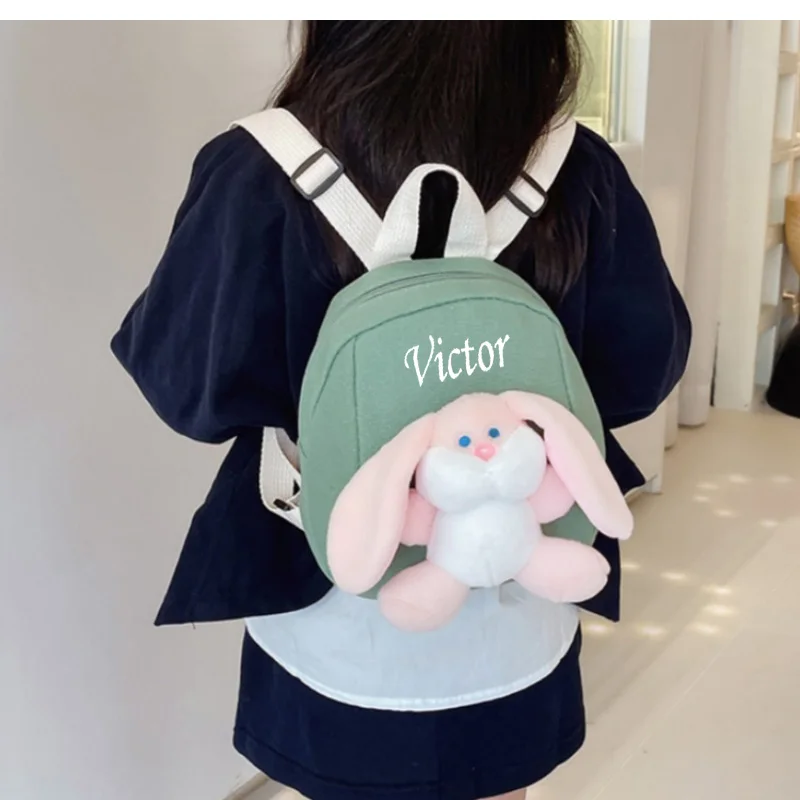 Mini sac à dos Bunny Cartoon pour garçons et filles, sac à dos de sortie, mignon, nom personnalisé