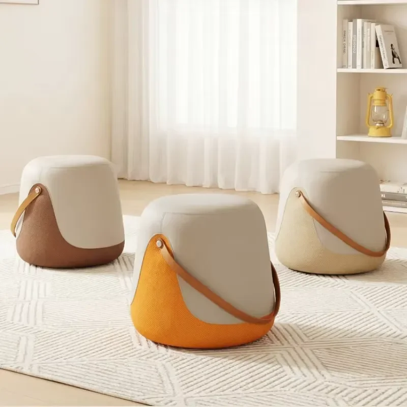 for Living Room Sofa Small Stool High Sense Light Luxury Home Low Ottoman Modern Cream Minimalist Shoe Changing Stool