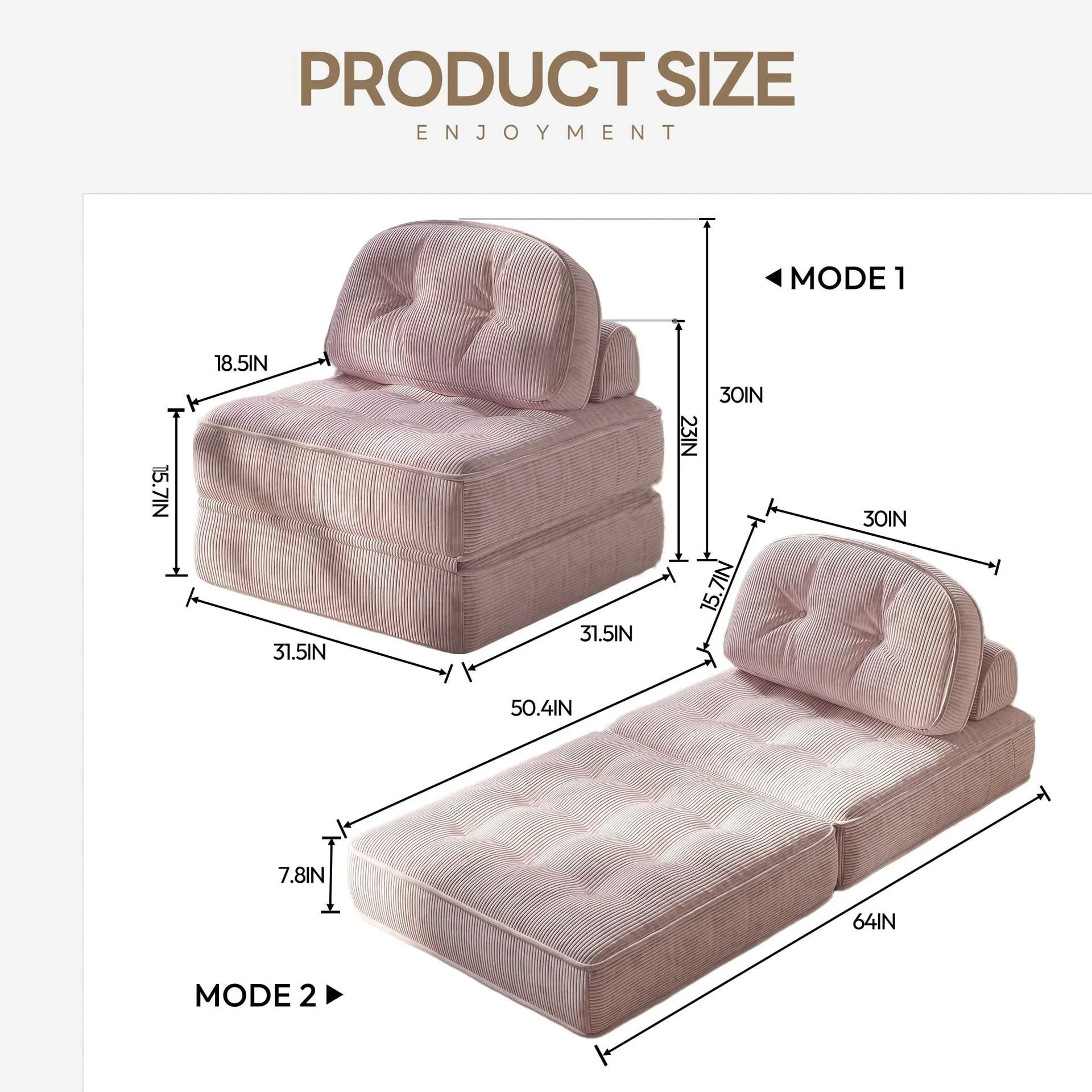 For Vacuum Compression Sofa Bed Removable Washable Living Room Balcony Tatami Single Simple Corduroy Cross-border