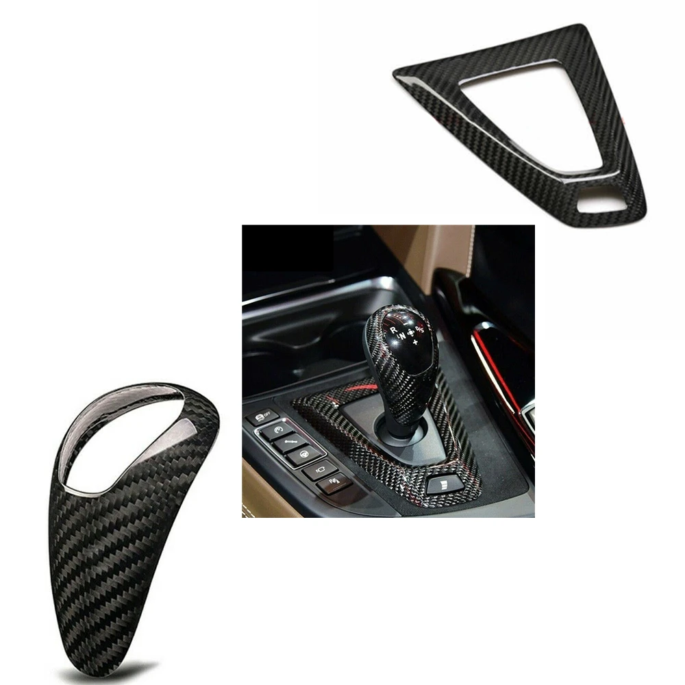 

Gear Shift Head Knob Cover Trim Lever Collar & Shifter Console Panel Frame Strip For BMW M3 F80 M4 F82 F83 2014-2018