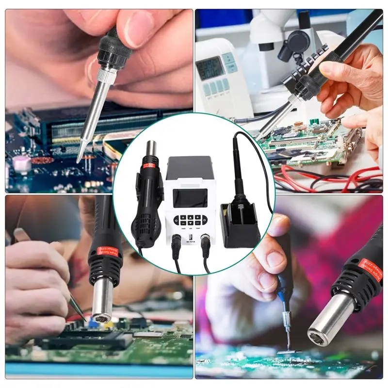 ●878D Soldering Station 600W Digital Hot Air Blower Heat Tool Welding Solder Iron Desoldering Rework Station Tool