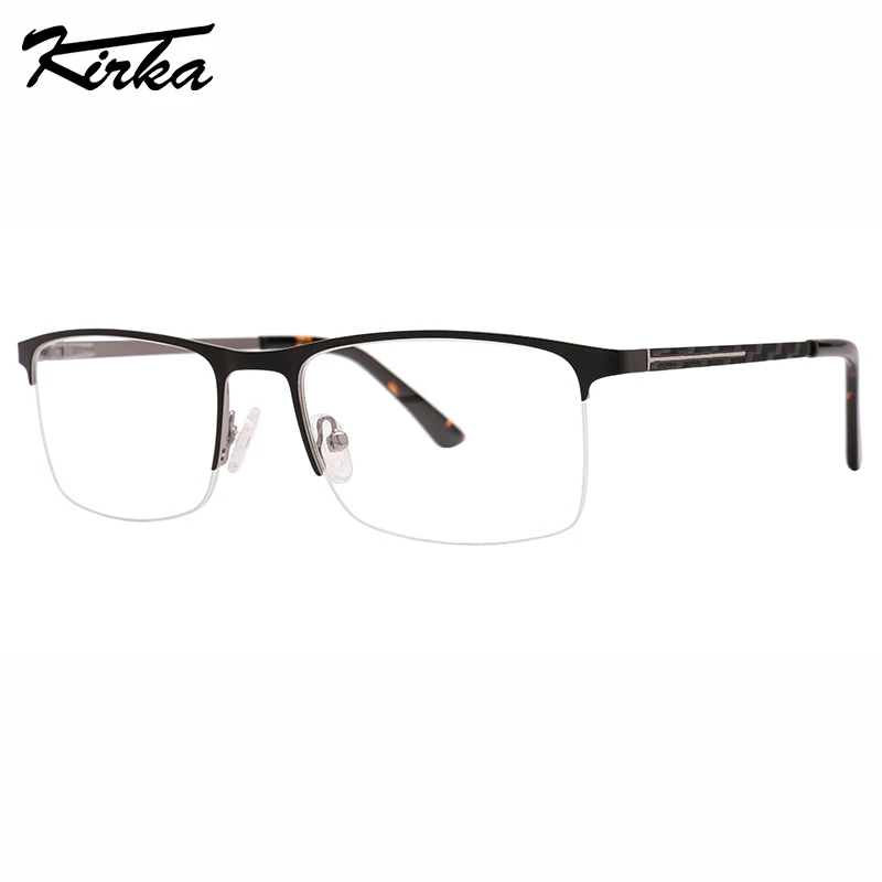 

Kirka Optical Glasses Half-Rim Male Rectangle Metal Matt Colors Frames Man Double Metal Temples Prescription Glasses MM3051