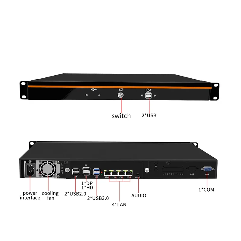 IKuaiOS Rackmount-Netzwerk-PCs Intel CPU 4x2,5G Ethernet für Firewall-Router, kompatibel mit Pfsense Mikrotik Debian 1U-R9-4L