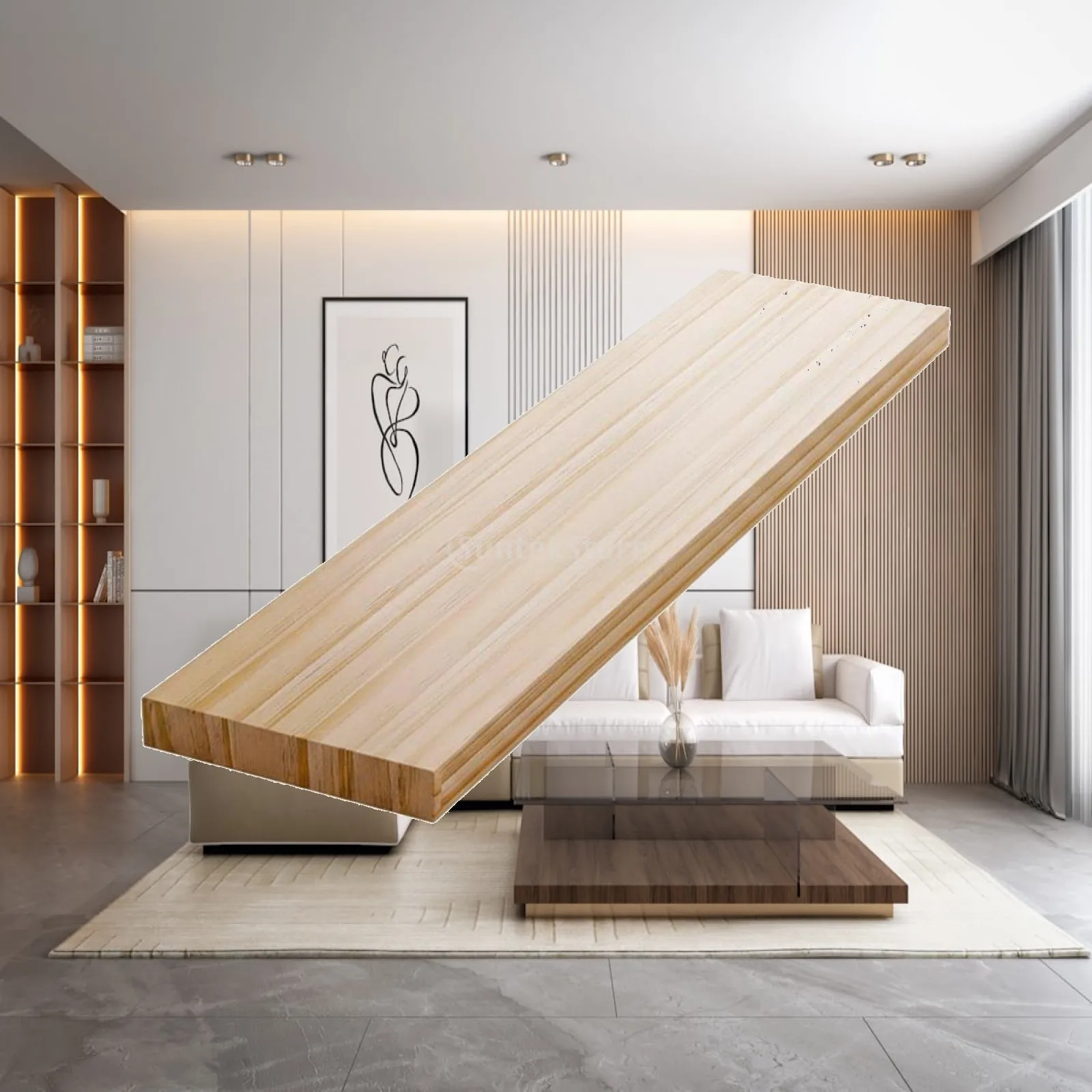 Varnished Board Thickened Pine Plank Stain Resistant Shelving Panel Customizable for Bedroom Living Room Use