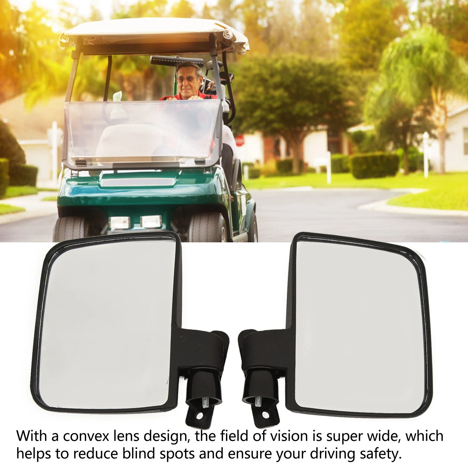 Cart Mirrors 2 Pack Side View Mirror Cart Rearview Mirror for Club Car for EZGO Cart View Mirror