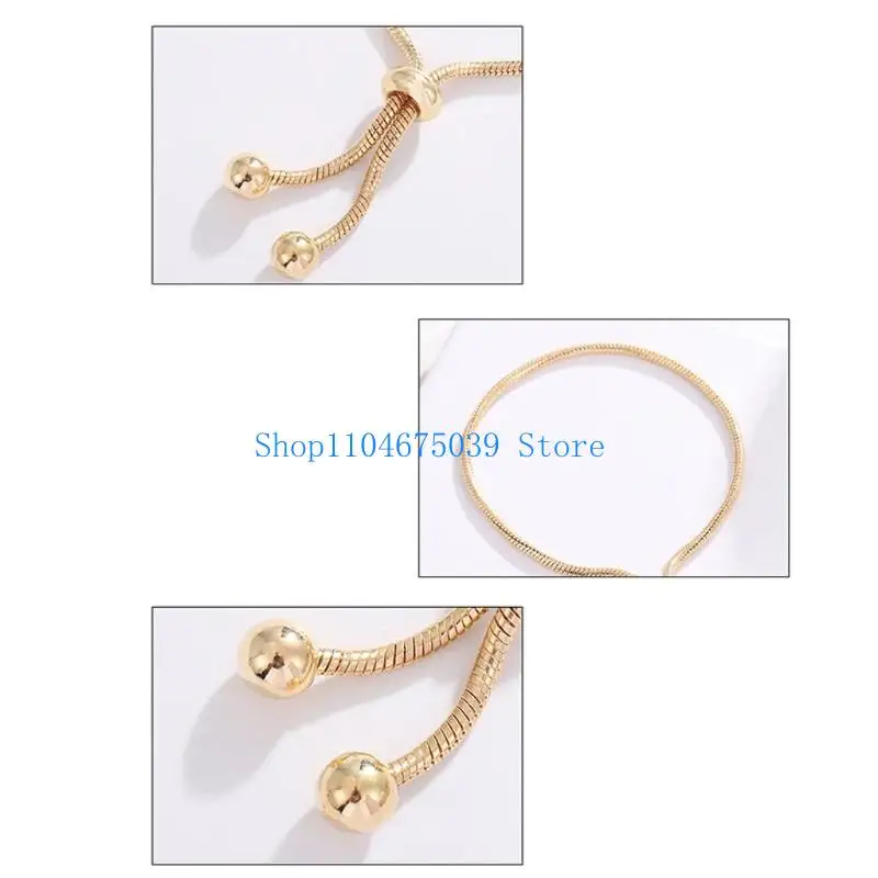 Contemporary Copper Snake Chain Bracelet Adjustable Slider Beaded Links All Day Comfort Jewelry Accessory