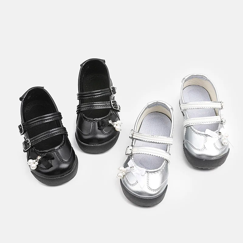 Girls Mary Jane Shoes Spring Autumn Kids Causal Shoes with Bow Pearl Sports Non-slip Breathable Children Princess Ballet Shoes
