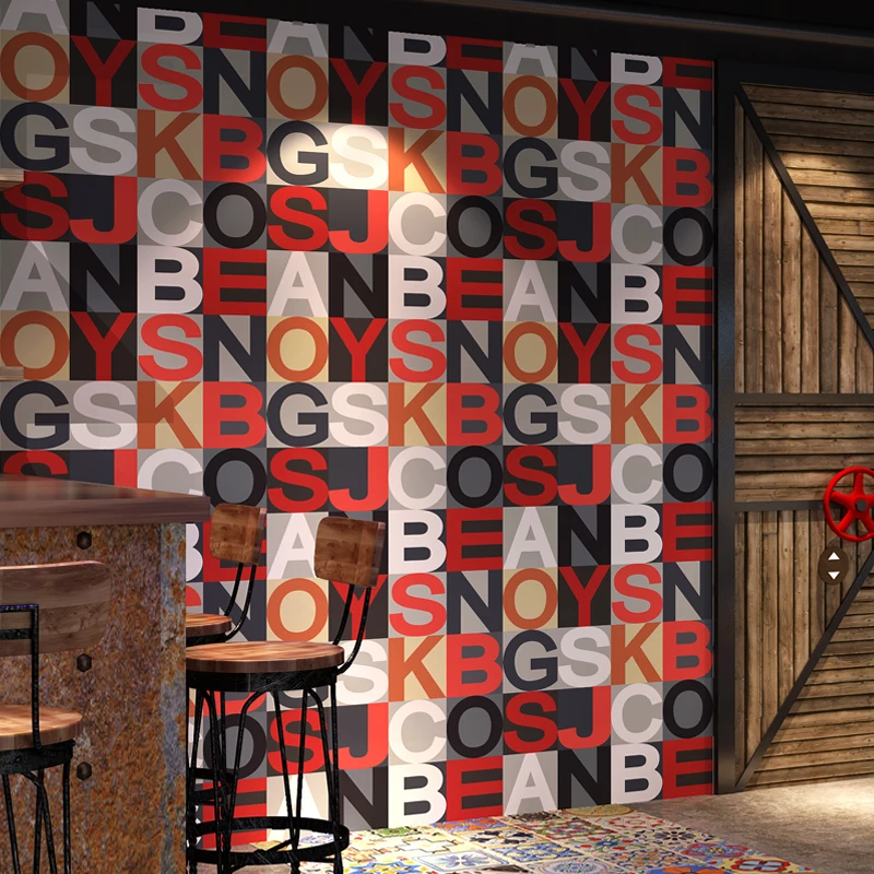 

Modern Nordic English Alphabet 3D Wallpaper Roll Shop Home Decor Living Room Bedroom Clothing Store Wall Paper Обои Fashion
