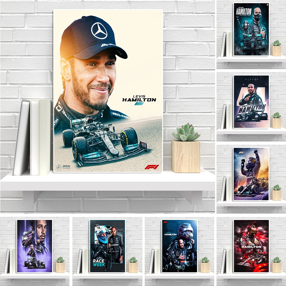 

Formula Grand Prix Champion Lewis Hamilton Portrait Canvas Painting F1 Racer Graffiti Poster And Print Club Wall Art Room Decor