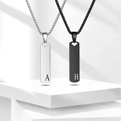 Simple 26 English Initial Letter Necklaces for Women Men Silver Color Square Pendant Necklace Personalized Jewelry Birthday Gift