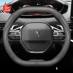 Leather Car Steering Wheel Cover For Peugeot 3008 4008 5008 GT 2017 2018 - 2024 Breathable Non-slip Car-styling Auto Accessories