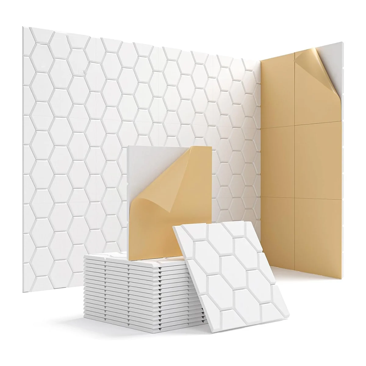 15 Pack Soundproof Wall Panels 12X12X0.4Inch Self-Adhesive Sound Absorbing Panel Sound Proof Panels White